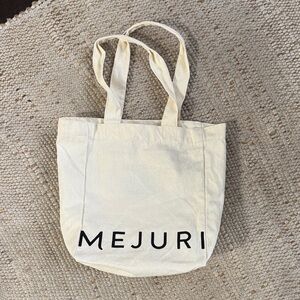 Mejuri Cream Canvas Tote with Black Logo